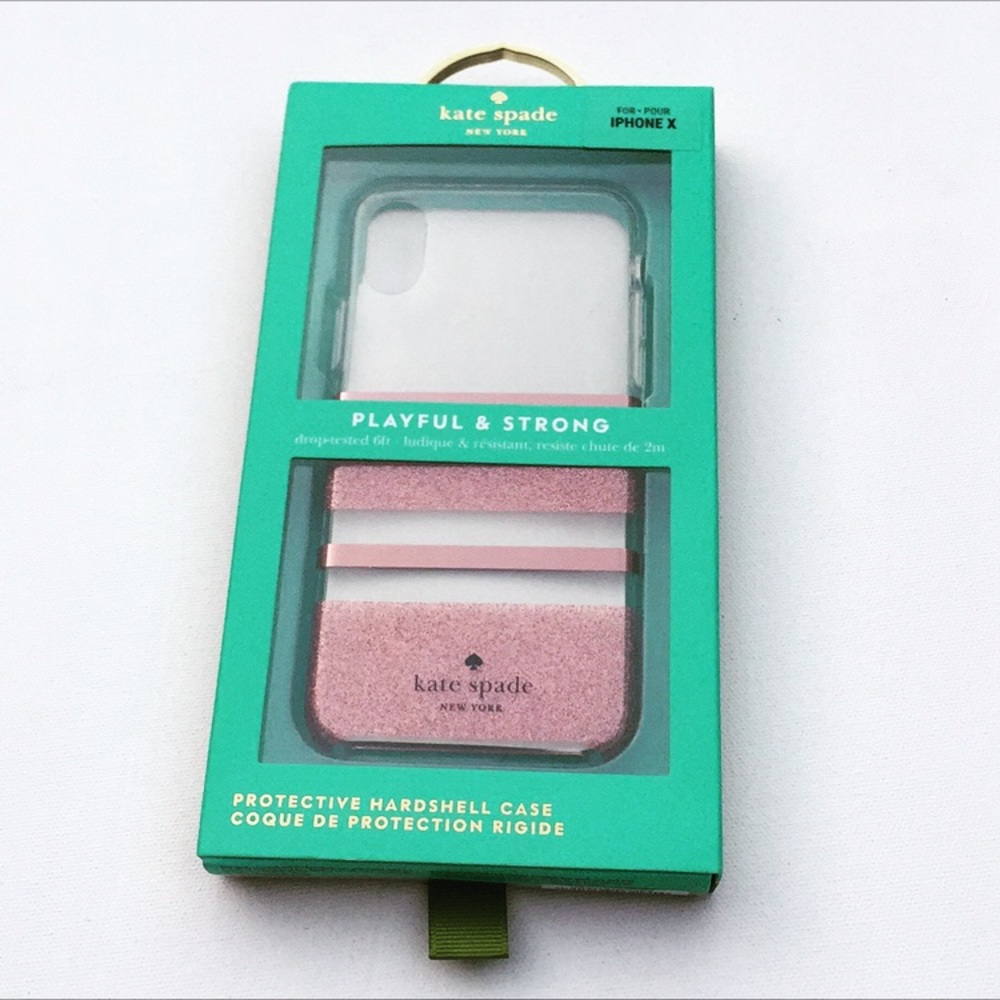 New Kate Spade Sleek Pink Glitter IPhone X Case - Picture 4 of 6